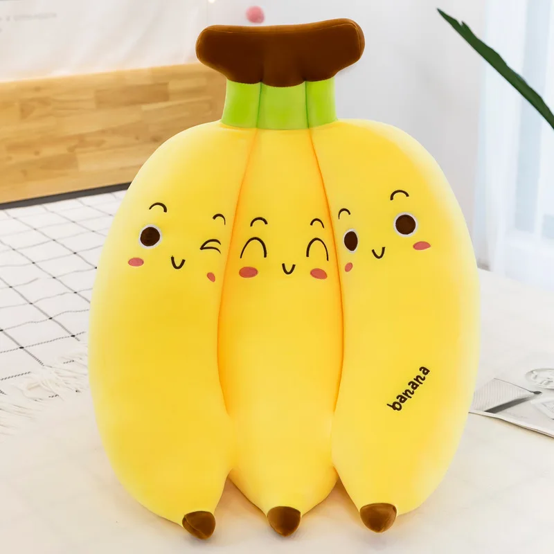 New Simulation Simple Fruit Whole Banana Pillow Large Expression Banana Plush Toy Female Big Pillow Bedroom Comfortable Cushion