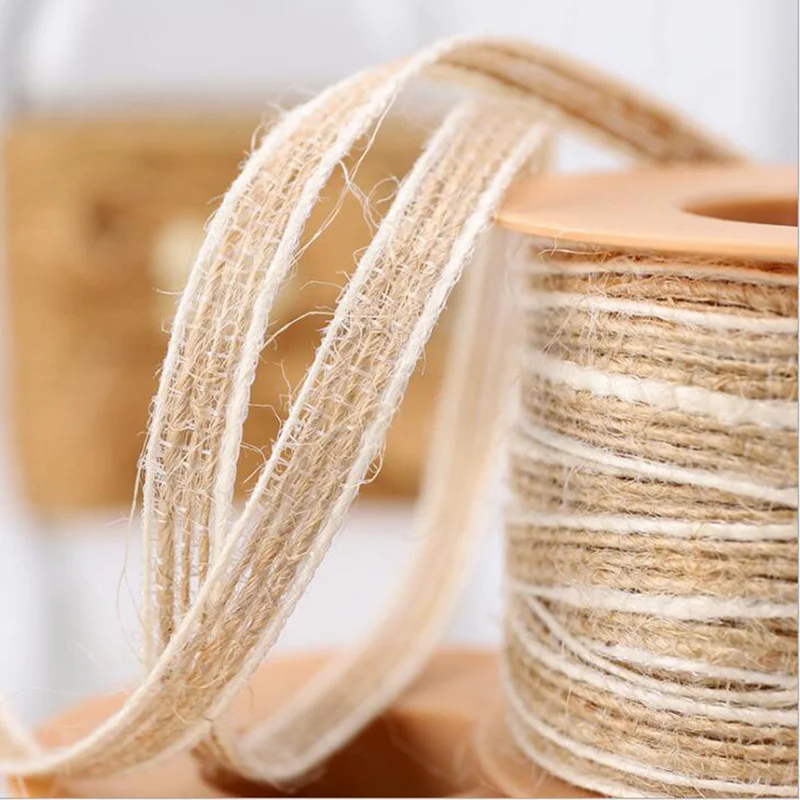 10M/Roll Natural Jute Rope Cord String Burlap Ribbon Crafts Sewing DIY Jute Hemp Wedding Party Decoration Gift Packing Webbing