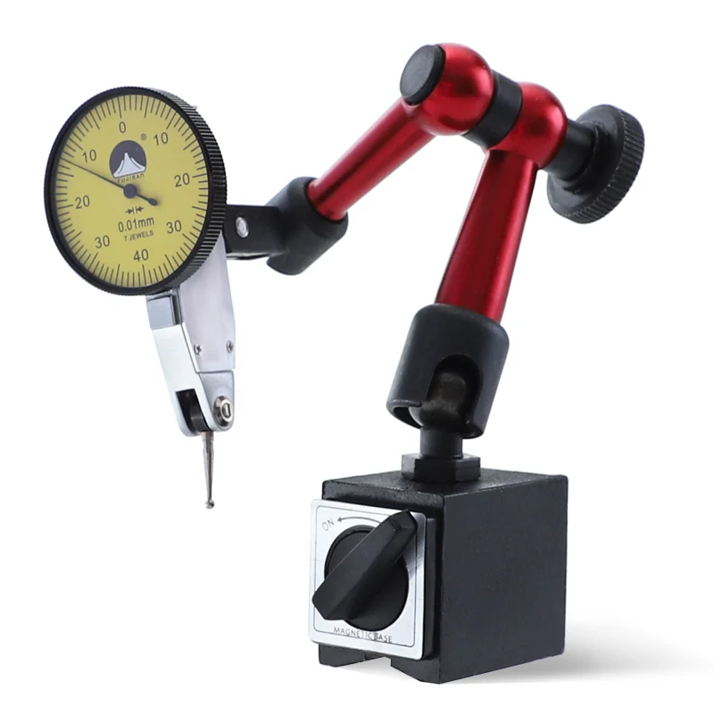FUJISAN 2 IN 1 Dial Indicator 0-0.8mm/0.01mm Shockproof 7 Jewels With Mini Universal Flexible Magnetic Base Dial Test Indicator