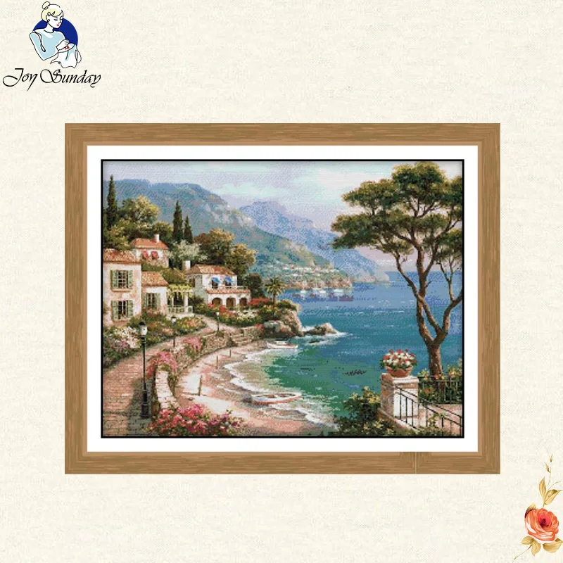 

Joy Sunday Harbor of love The house and the sea 11CT 14CT Cross Stitch Kits Embroidery Needlework Decoration thread embroidery