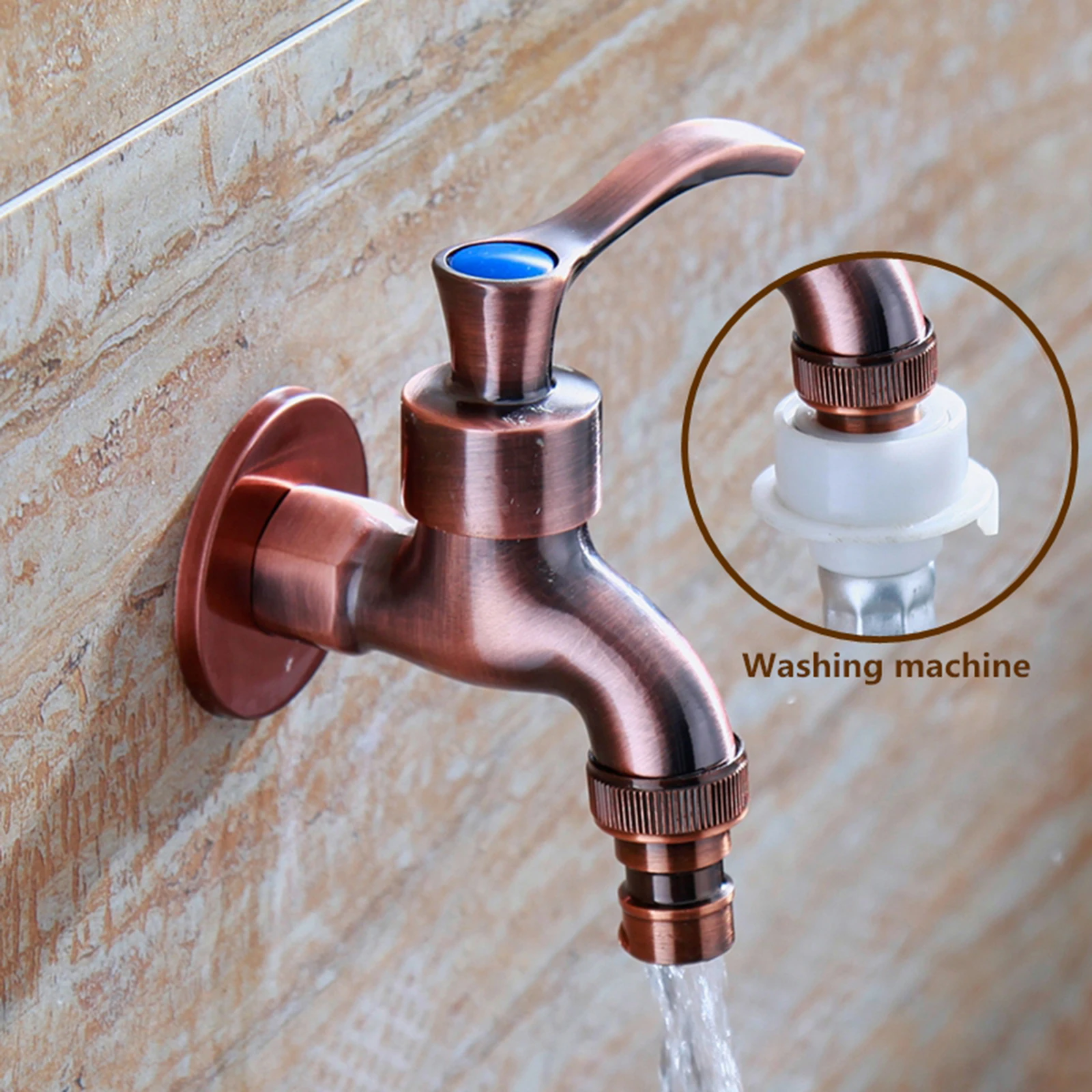 Wall Mount Bibcock Antique Water Tap Decorative Outdoor Garden Faucet Washing Machine Mop Pool WC Taps