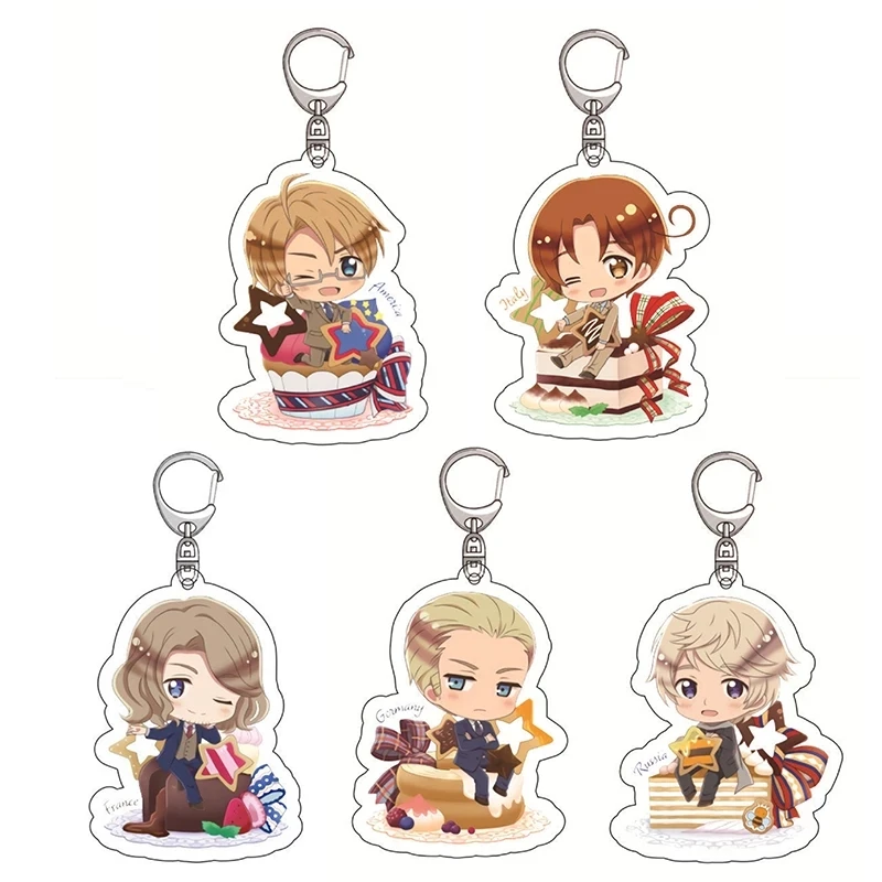 Anime Hetalia Axis Powers Souvenir Keychain Ludwig Wang Yao Ivan Braginsky Francis Bonnefoy Arthur Kirkland Figures Keyring Gift