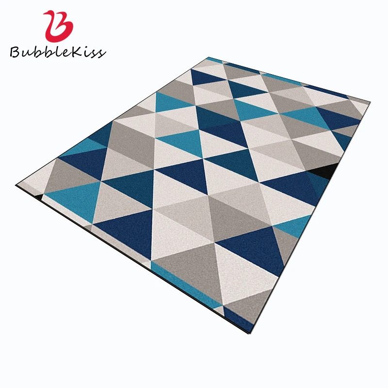 Bubble Kiss Customized Carpet for Bedroom Nordic Style Blue Grey Geometric Pattern Living Room Rug Non-slip Sofa Table Door Mat