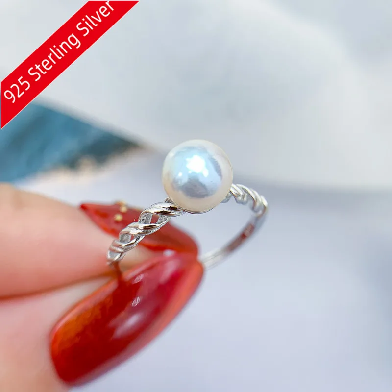 New Listing 925 Sterling Silver Flower Pearl Ring Round Empty Support Allergy Does DIY Jewelry Accessory Parts Hypoallergenic