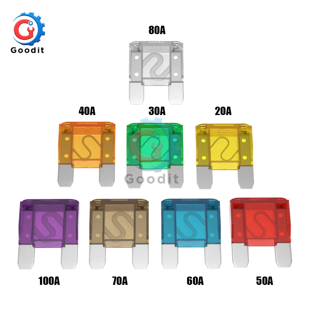 10Pcs Large Fuse Fuses 20A 30A 40A 50A 60A 70A 80A 100A Amp Clip Assortment Auto Blade Type Fuse Set for Car Truck