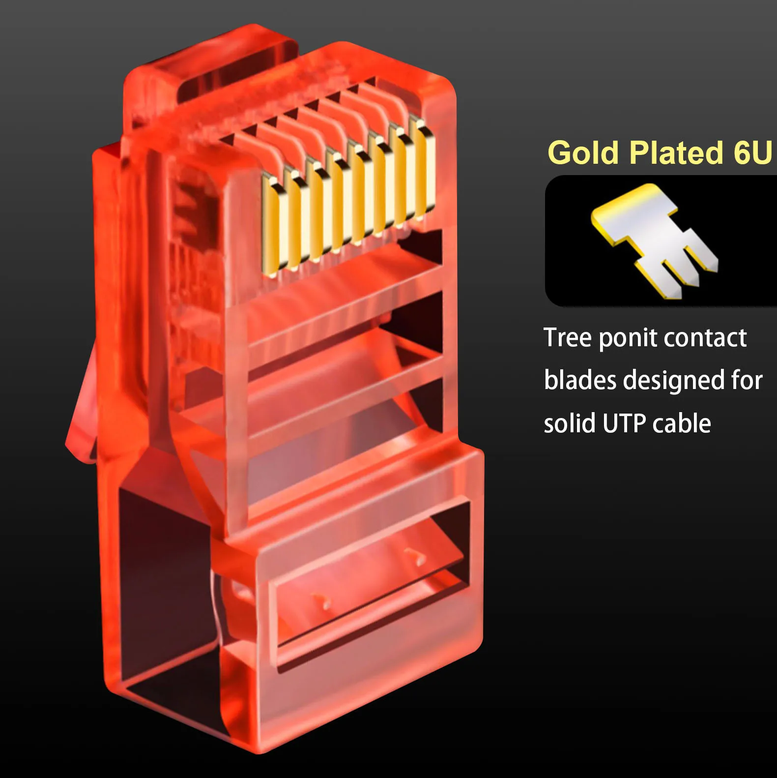 OULLX 6U RJ45 Ethernet Vergulde Cat5e Jack UTP Module Plug Network Connector RJ-45 Crystal Heads Cat5 Multicolor Kabel