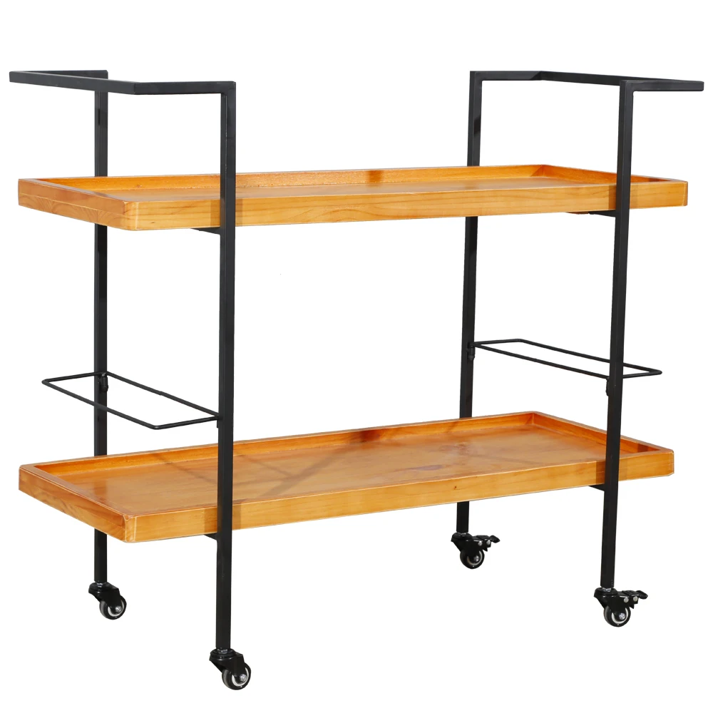 IN Stock (96.5 x 41 x 84)cm Industrial Wooden Bar Cart  Bar Serving Cart  Dining Cart US Warehouse