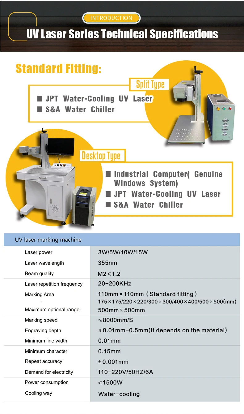 3W UV Macchina Per Marcatura Laser 110x110mm Macchina Per Incisione Laser Marker