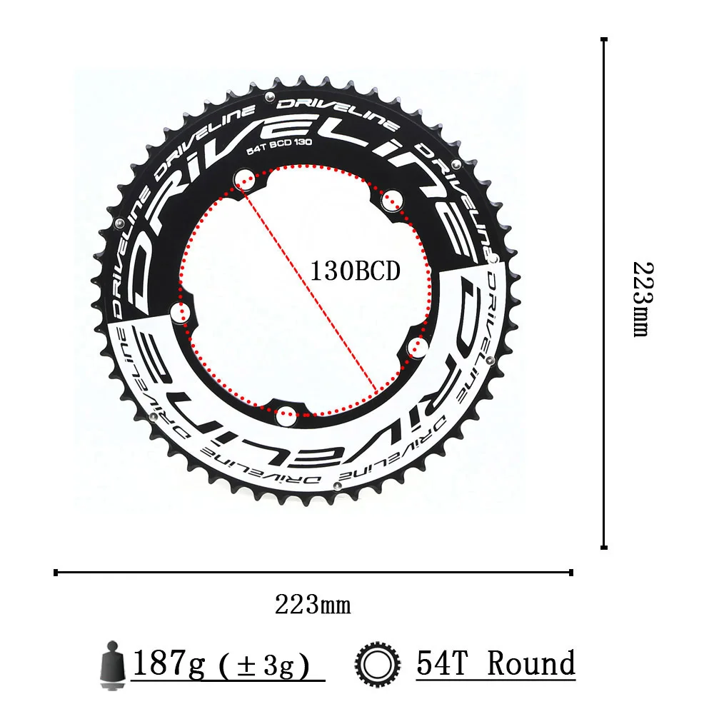 DRIVELINE CNC 50/53/54/55/56/58T bicicleta de carretera TT plato 9/10/11S 130BCD