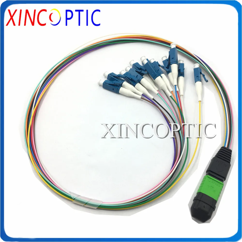 SM,12Core,MPOAPC Male Female to 12LCAPC Harness and Fan-out Fiber Pigtail,0.35dB,0.9mm,100cm,LC/UPC Fan Out Connector