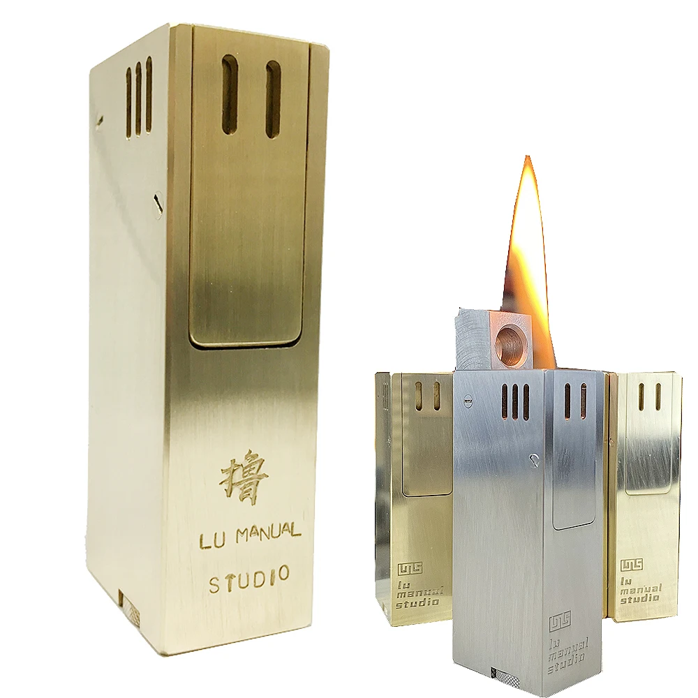 Handmade Original Brass/ Aluminum/Titanium Metal Gasoline Lighter One-Click Catapult Fire Hidden Buttons