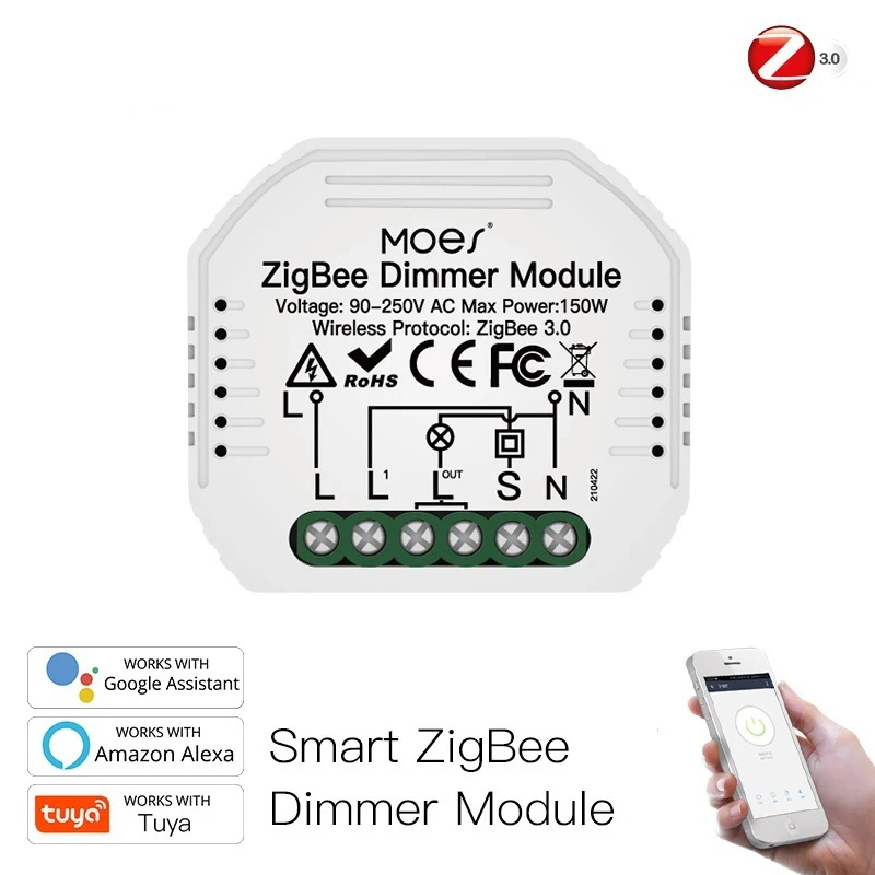 

Умный диммер Mini Tuya ZigBee 3,0, модуль переключателя, требуемый концентратор, беспроводное Голосовое управление, работает с Alexa Google Home, поддержка 1/2 Way