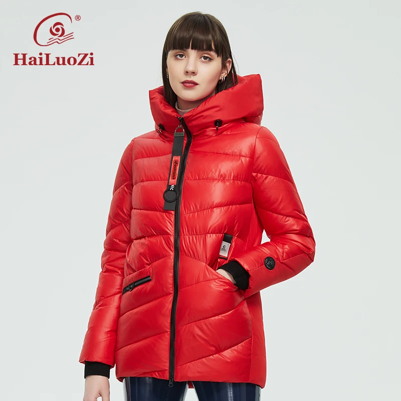 HaiLuoZi 2022 New Winter Jacket Women's Collection Warm Fashion Jacket With Unusual Design and Colors Coats Hooded Parkas 886