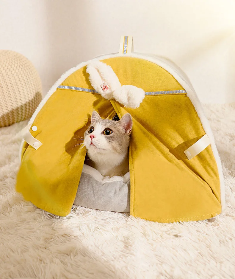 HOOPET Winter Cat Tent Warm Bed for Cats Sleeping Removable Thick Cushion for Dog Sleeping Sofa Cat Nest House Pet Supplies