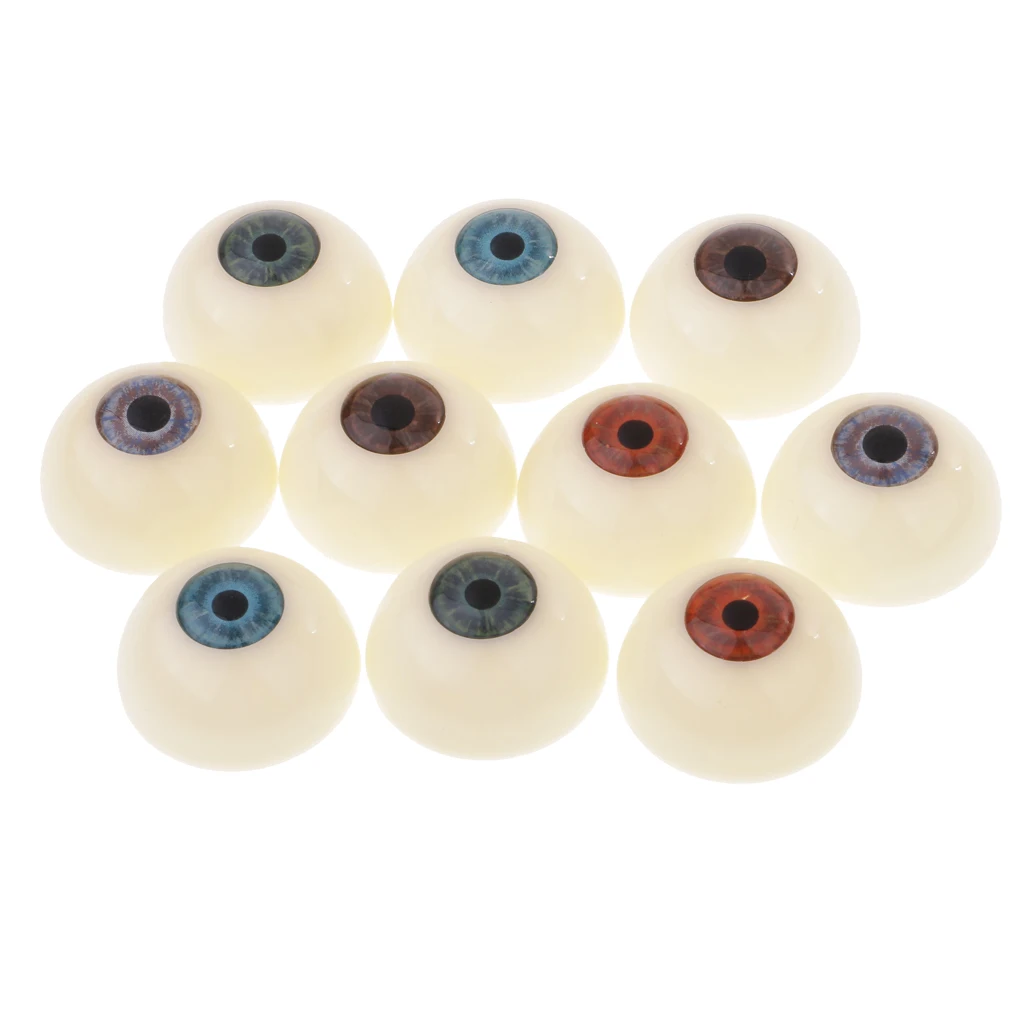 Olhos de boneca acrílica meio redondos 30mm, olhos para máscara/boneca/urso acessórios diy com 10 peças