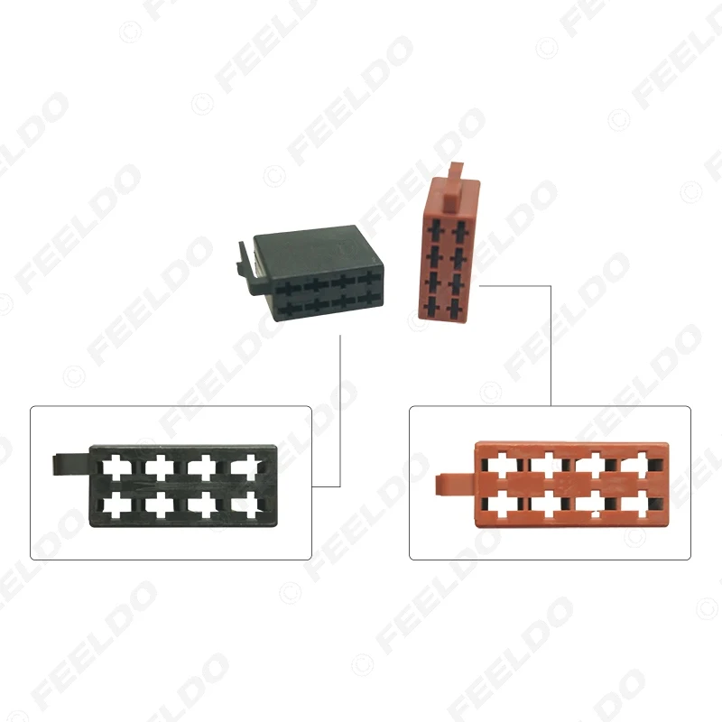 FEELDO Universal Car Radio ISO 8Pin Terminal Block Socket Connector For Volkswagen Harness Cable Connector Port