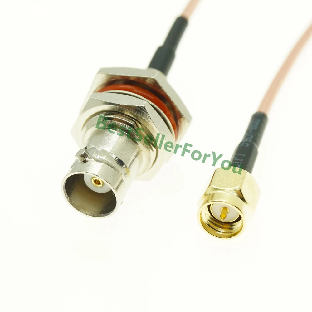 New BNC Female Jack Bulkhead To SMA Male SMA Plug Connector RF Coaxial Jumper Coax Pigtail Cable RG316