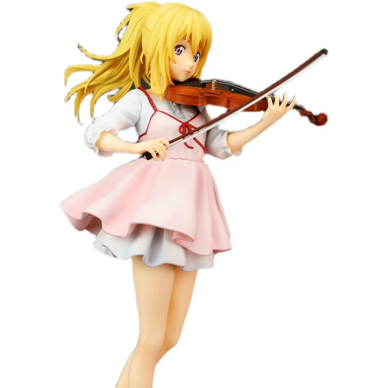 23cm Girl Miyazono Kaori Playing The Violin Cute Standing PVC Action Figure  Anime Your Lie in April Cartoon Doll Gift