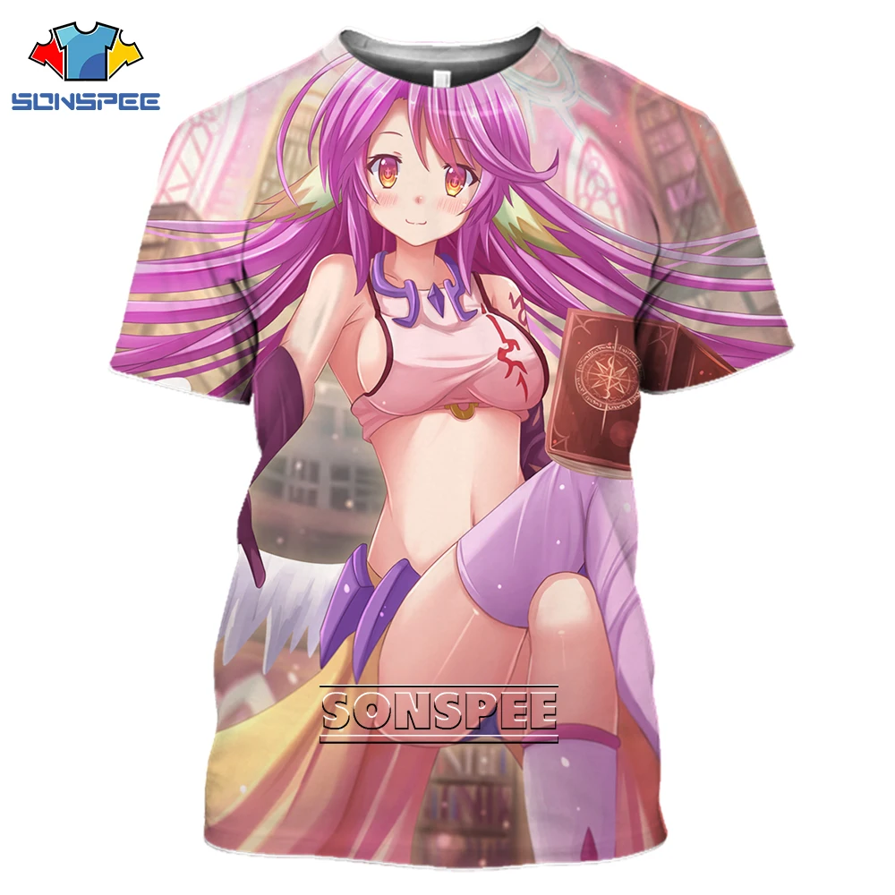 

Футболка Мужская/женская с 3D-принтом SONSPEE NO GAME NO LIFE, пикантная Милая Повседневная рубашка с коротким рукавом и круглым вырезом в стиле Харадзюку, для девушек и мужчин, на лето