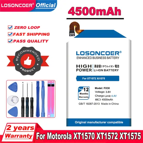 LOSONCOER 4500mAh FX30 Battery For Motorola Moto X Pure Edition X Style Pure X Style X+2 XT1570 XT1572 XT1575 Battery