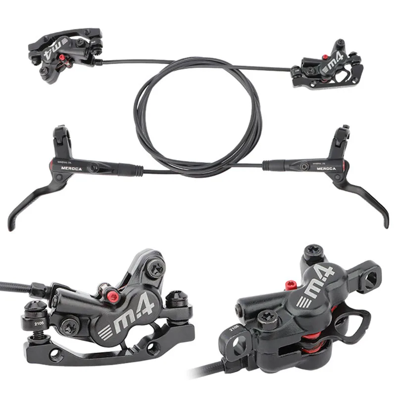 MEROCA M4 Mountain Bike Oil Brake Bicycle Left Rear Brake MT420 F 800mm / R 1400mm 160mm Disc Right Front Brake Bike Accessories