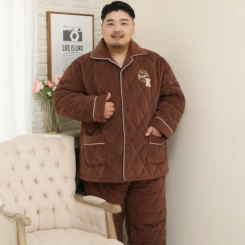 Plus Größe 150kg Winter verdicken geste ppte Pyjamas setzt Männer Flanell super warme Pyjamas lange Ärmel Nachtwäsche 2,8 kg 5xl