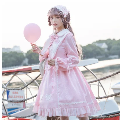 Kawaii mädchen gothic lolita op Süße prinzessin lolita kleid vintage spitze bowknot peter pan kragen laterne hülse viktorianischen kleid