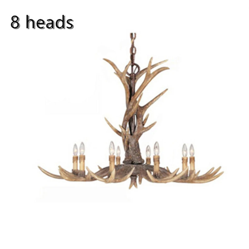 Europe 8 Arms Candle Resin Antler Chandelier American Retro Deer Horn Chandeliers Home Decor Lamp Fixture E14 110-240V