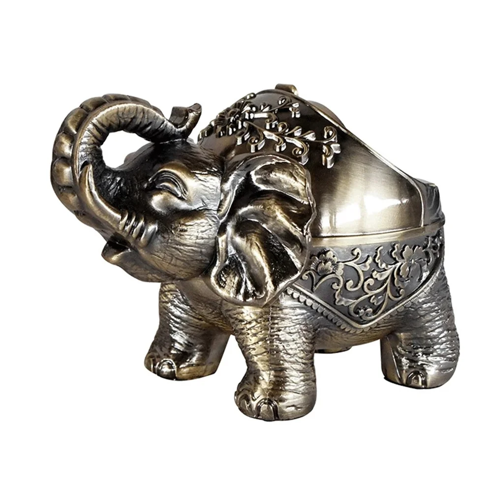 Creative Ashtrays With Lid Metal Animal Elephant Smokeless Desk Decoration Home Accessories Cigarette Extinguisher