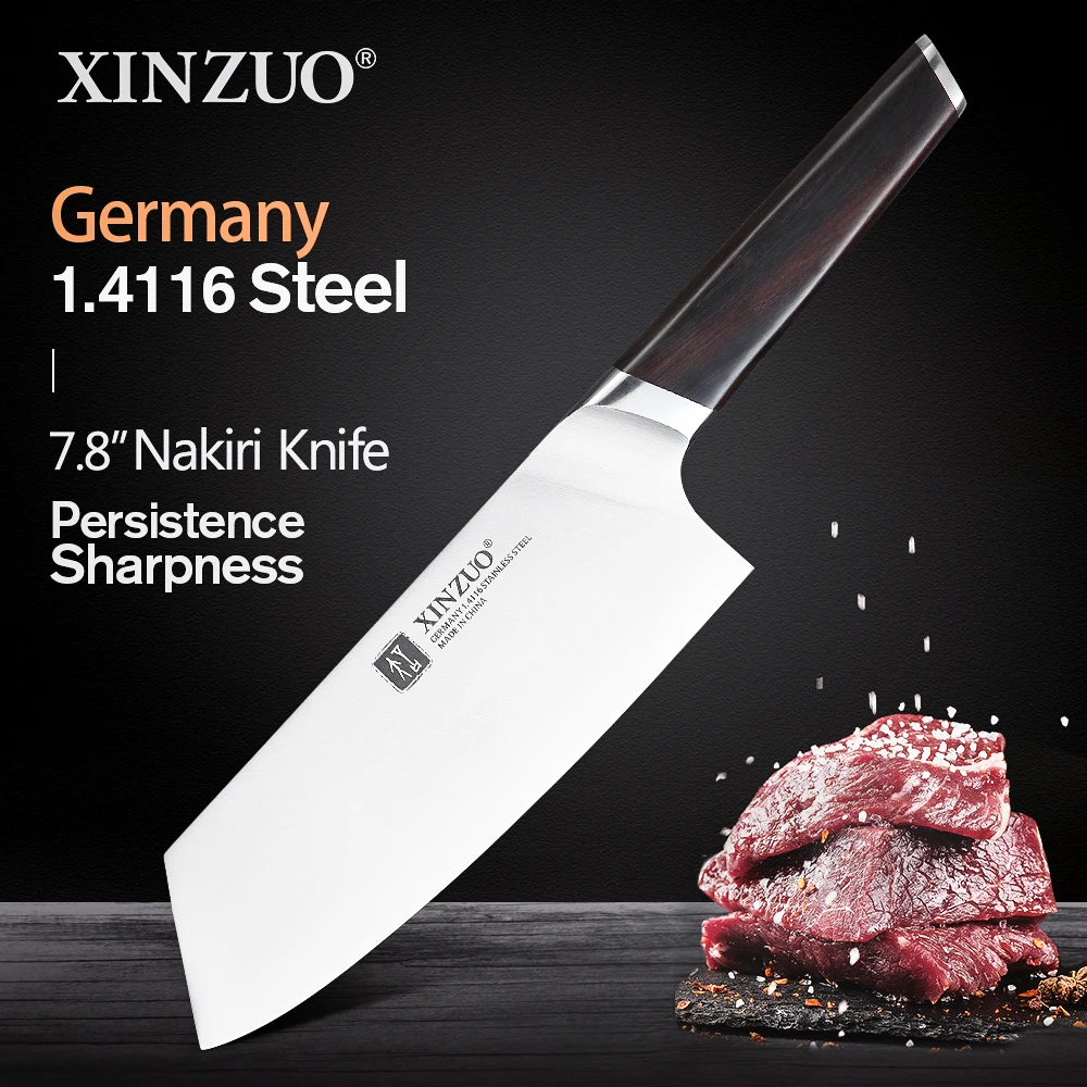 XINZUO 7.8'' Stainless Steel Kitchen Knife Chopping Knife Cooking Tool Sharp New Arrival Nakirir Vegetable Cleaver Ebony Handle