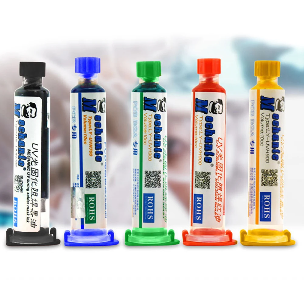 MECHANIC-Máscara de Soldadura BGA PCB, luz UV, curado, tinta negra/azul/verde/rojo/amarillo, pintura de aceite para soldadura, previene el arco Corrosivo