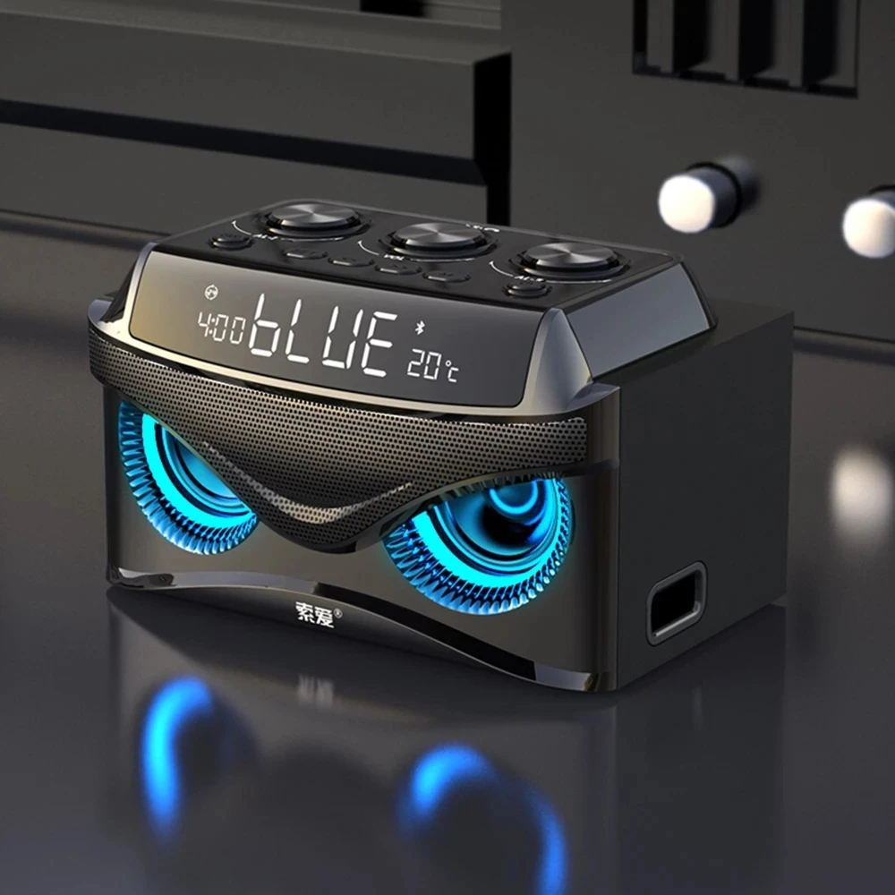 Imagem -03 - Alto-falante Bluetooth sem Fio com Display Led Avançado Portátil Subwoofer Áudio Música Computador de Suporte tf Auxiliar fm Soaiy-s68