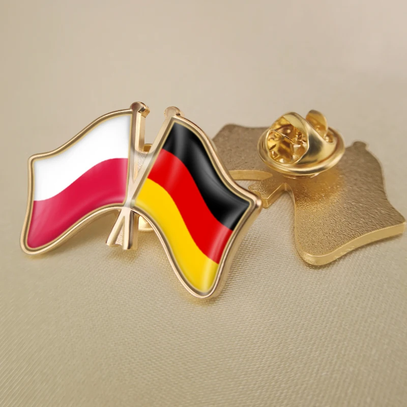 

Poland and Germany Crossed Double Friendship Flags Lapel Pins Brooch Badges