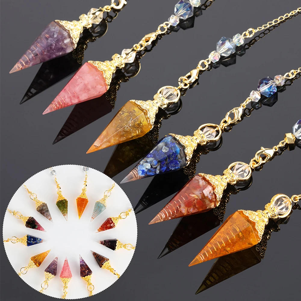 Pendentif en Pierre Naturelle Quartz pour Chakra Reiki Unisexe, Pendule Hexagonal Jolie tu en Clip, 1 Pièce