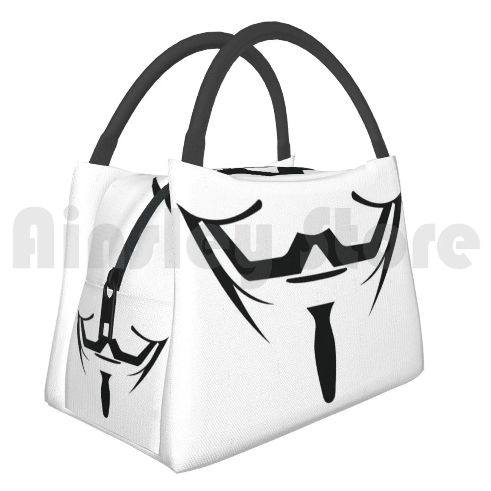

Cooler Lunch Bag Picnic Bag Anonymous Man Beard Mustache Anonymous Hacker V Vendetta