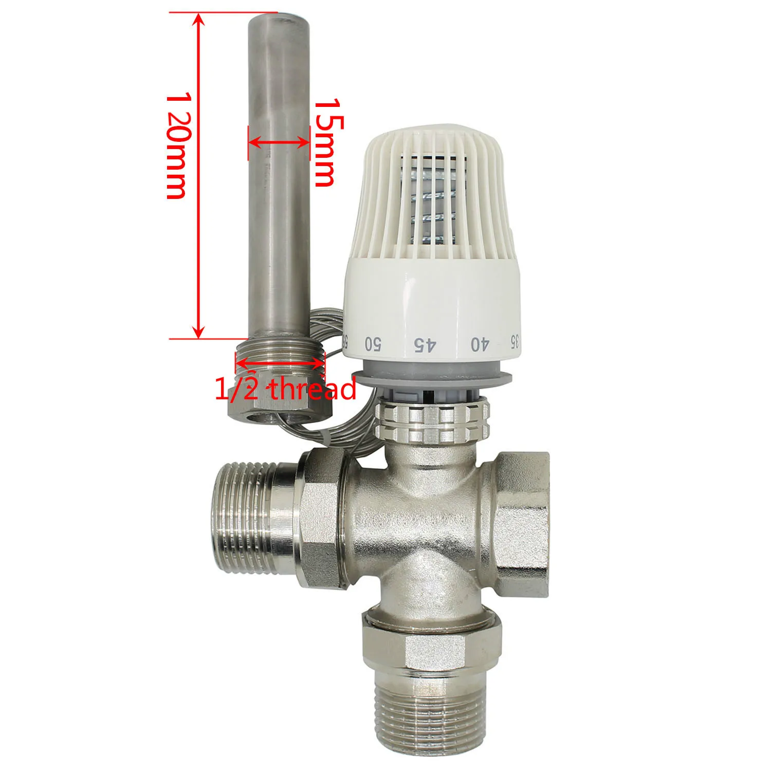 Imagem -03 - Piso Sistema de Aquecimento Válvula Termostática do Radiador 3070 Controle Grau M30 1.5 Três Válvula Way Thermowell Dn15 Dn20 Dn25 Dn32