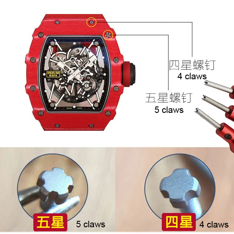 Watch Repair Tool Cover Opener Screwdriver for Richard Mille Watch 3 4 5 Claws Screwdriver RM Strap Removal Tools