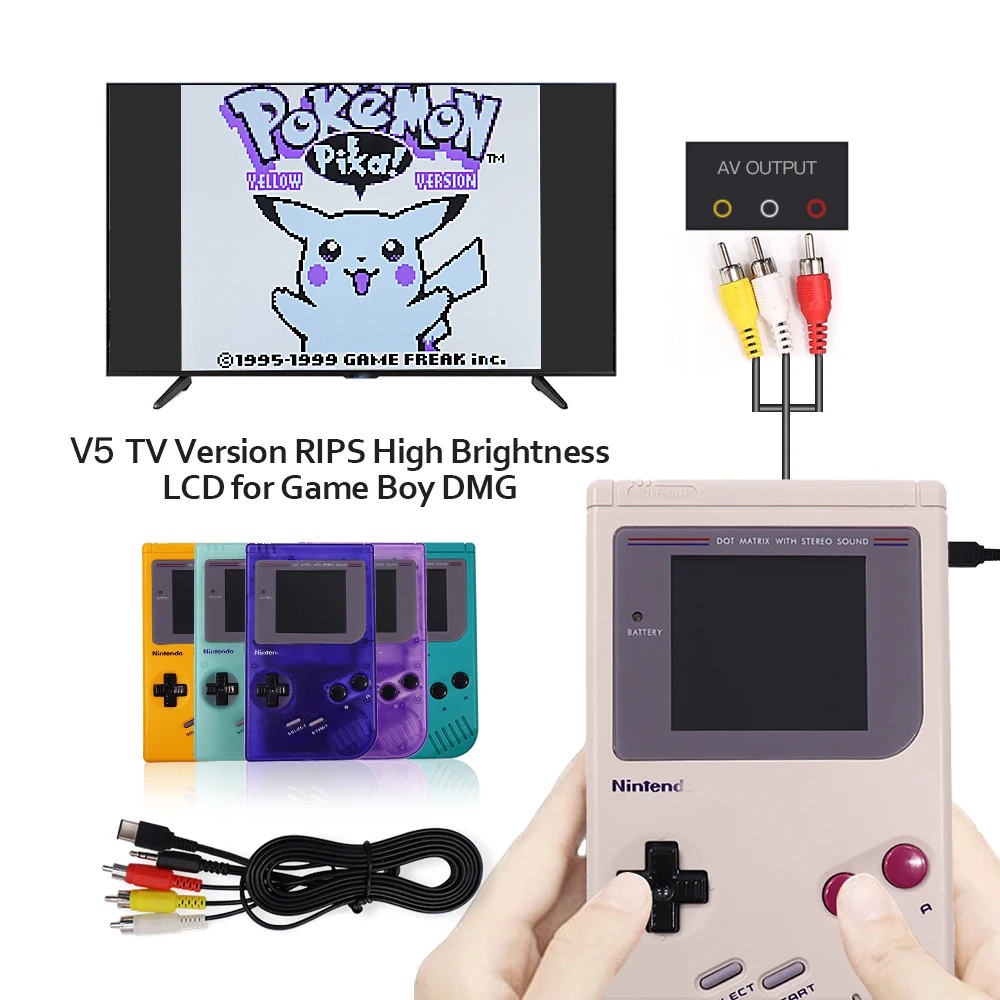 GB Classic DMG RIPS V5 TV مخرج 36 نماذج ملونة كامل الحجم RIPS الخلفية الخلفية LCD عدة لشاشة GameBoy الأصلية GBO