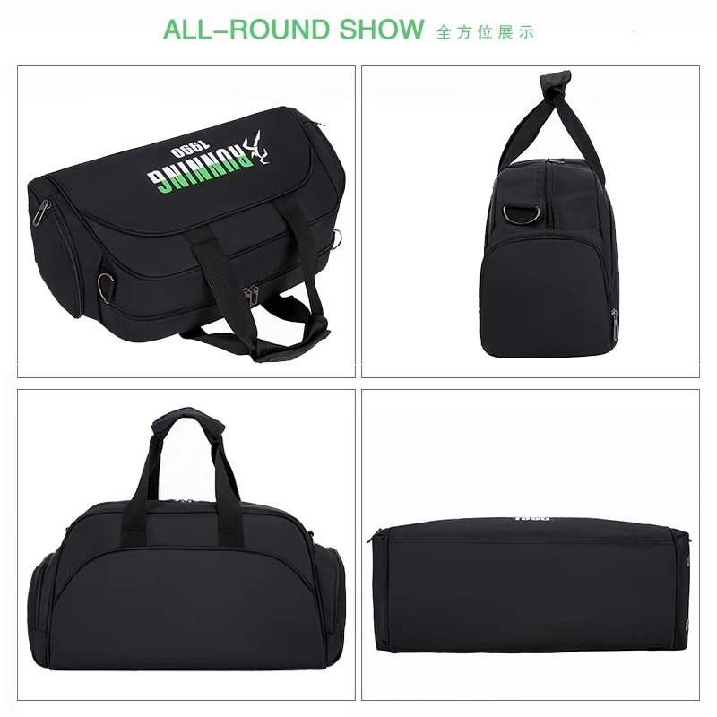 Logo Printed Mens Tote Bag for Sports Gym Yoga Fitness Bags Training Travel Handbag Duffel Bags Luggage with Shoes Pocket