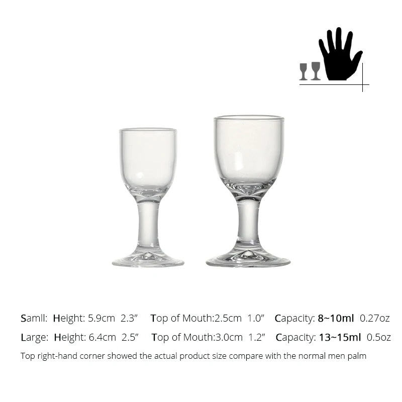 Set of 6pcs 10/15ml Lead-free Handmade Blown Chinese Baijiu Glasses for Strong Spirit Vodka Shot Glass