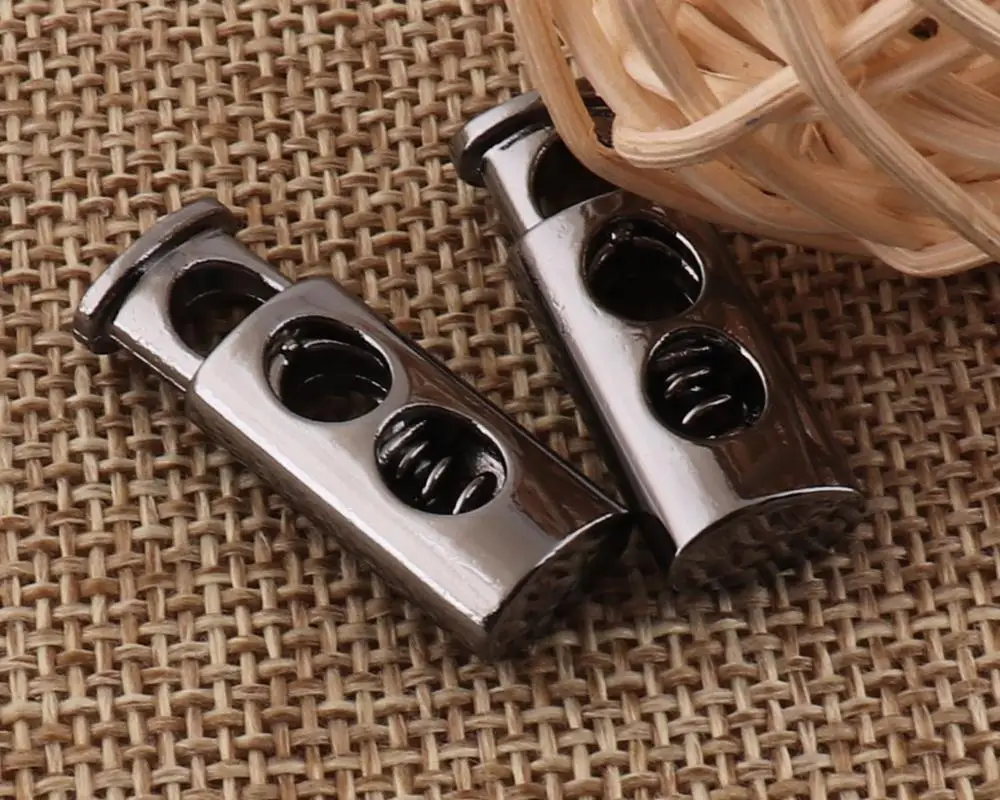 6 PCS Gunmetal Double Barrel Toggle Cord Lock,Stopper Spring Buckle,Craft Cord Locks,Connector Buckle,Cylinder Stopper Toggle