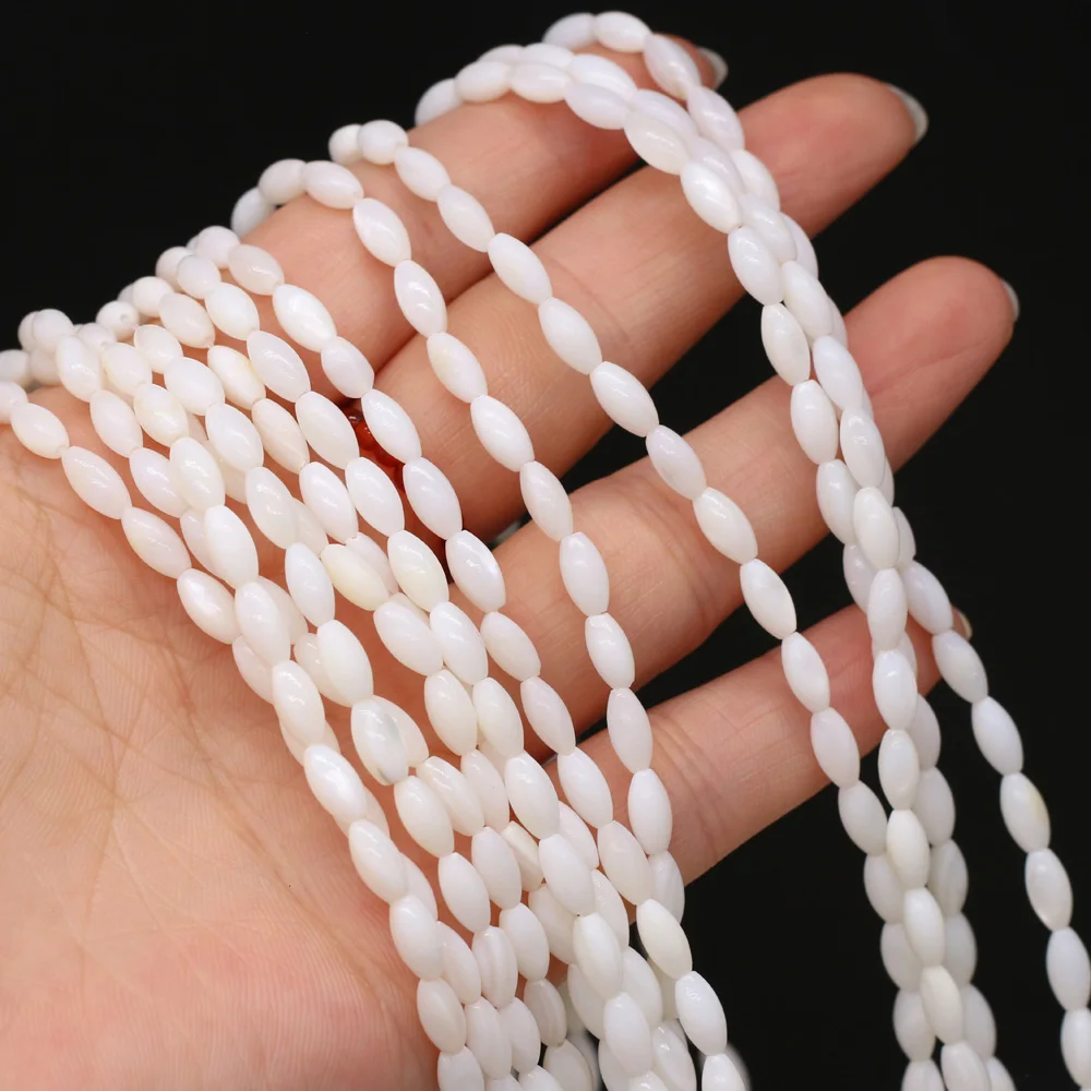 Natural Mop Shell Beads Rice Shape Mother Of Pearl Loose Beads For Making DIY Bracelet Necklace Jewelry Accessories Strand 14\'\'