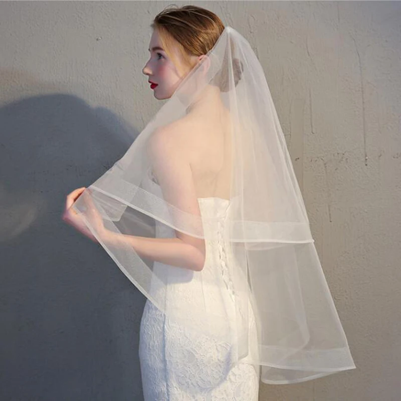 2024 elegante vendita al dettaglio a buon mercato veli da sposa Organza bianca 1.5m un strato sposa veli da sposa accessorio da sposa