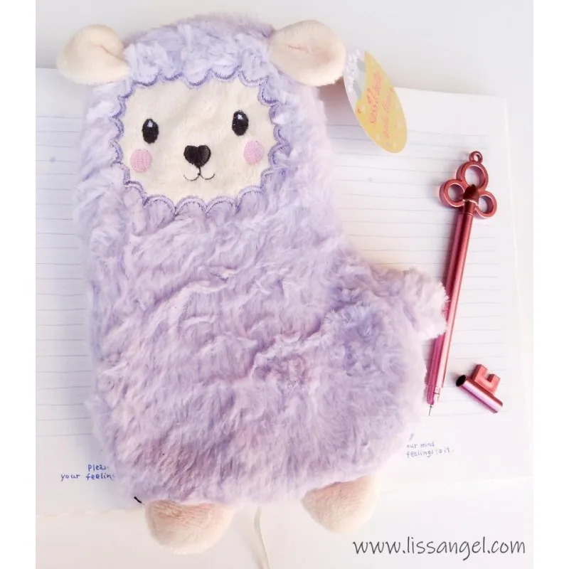 School Pencil Case for boys and girls with Soft Fur and Llama / Alpaca design