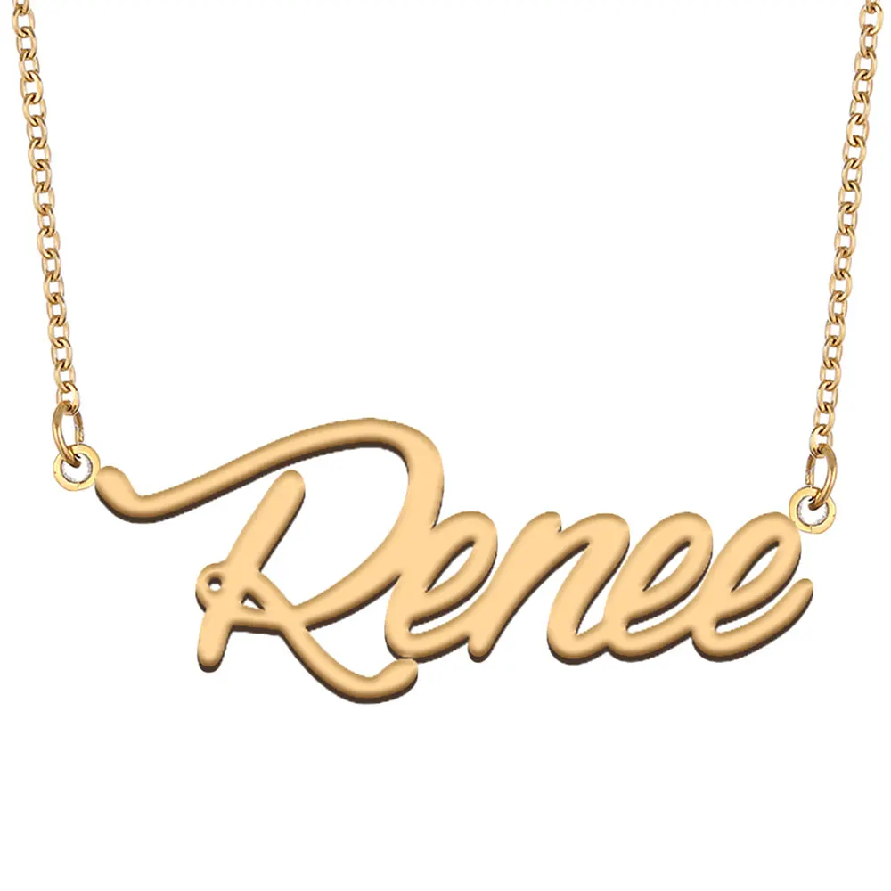 

Renee Name Necklace for Women Personalized Stainless Steel Jewelry Gold Plated Nameplate Pendant Femme Mother Girlfriend Gift