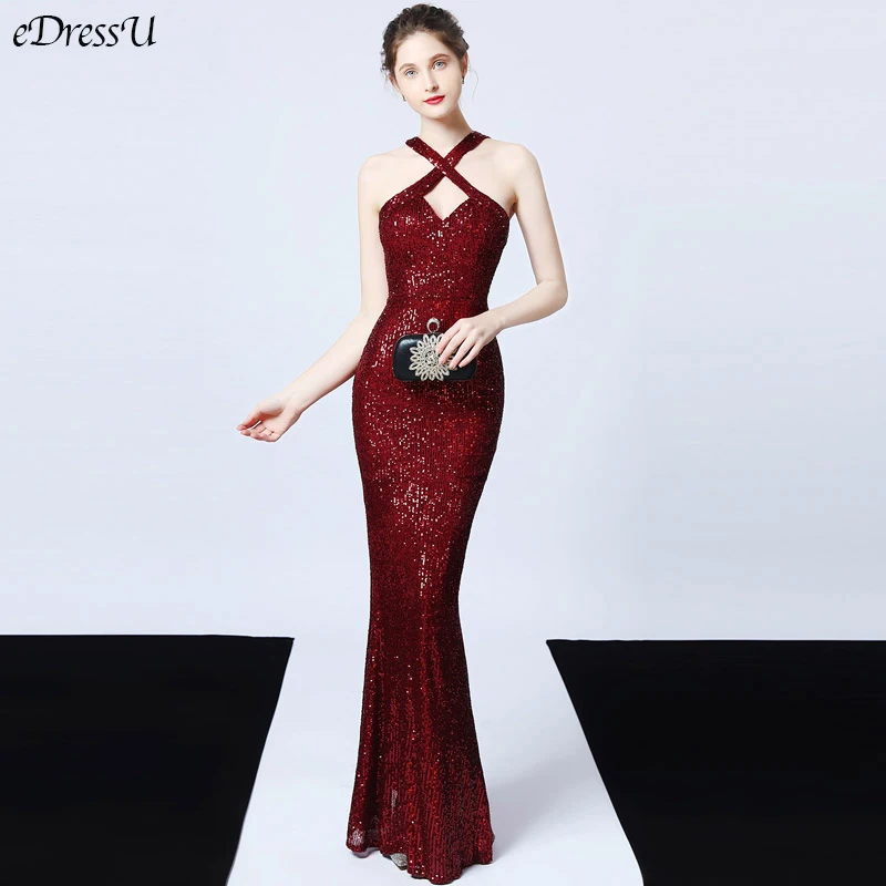

Crisscross Evening Dress Vestido de Fiesta Mermaid Evening Party Dress Burgundy Elegant Long Dress Formal Prom Dress YNY-18010