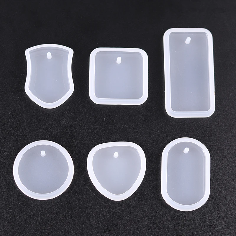 1/6/10 stücke DIY Schlüsselbund Anhänger Silikon Form Set Kristall Epoxy Harz Form Runde Rechteck Anhänger Schmuck Machen Casting form