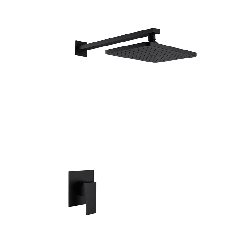 Brass Shower Faucet In wall Black Shower Tap Hot and Cold with Handheld Shower head Simple Style