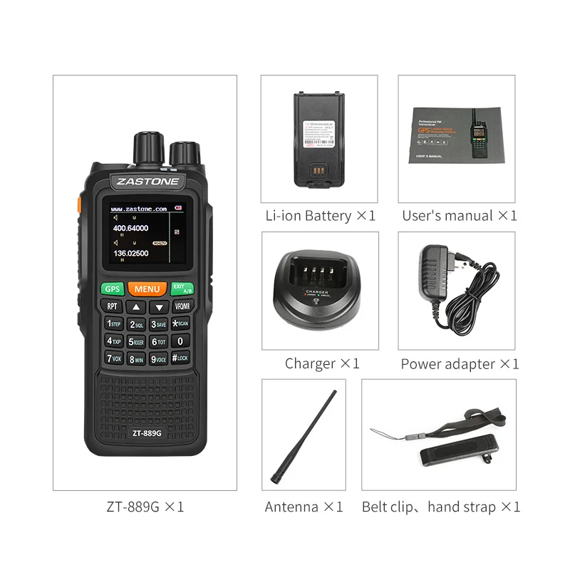 Zastone 889G GPS Walkie Talkie 10W 999CH 3000mAh UHF 400-520 / VHF136-174MHz Ham CB Radio HF Transceiver for Explore Hunting