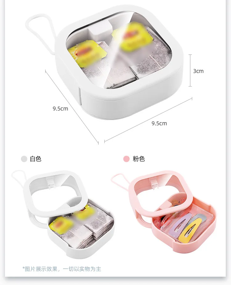 Handle Travel Portable Cotton Hairpin Storage Box Transparent Cover Small Objects Sorting Box Sundries Sorting Storage Box